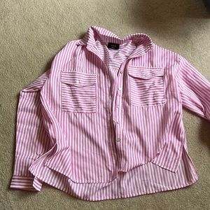 Vici Pink and White Striped Button Down